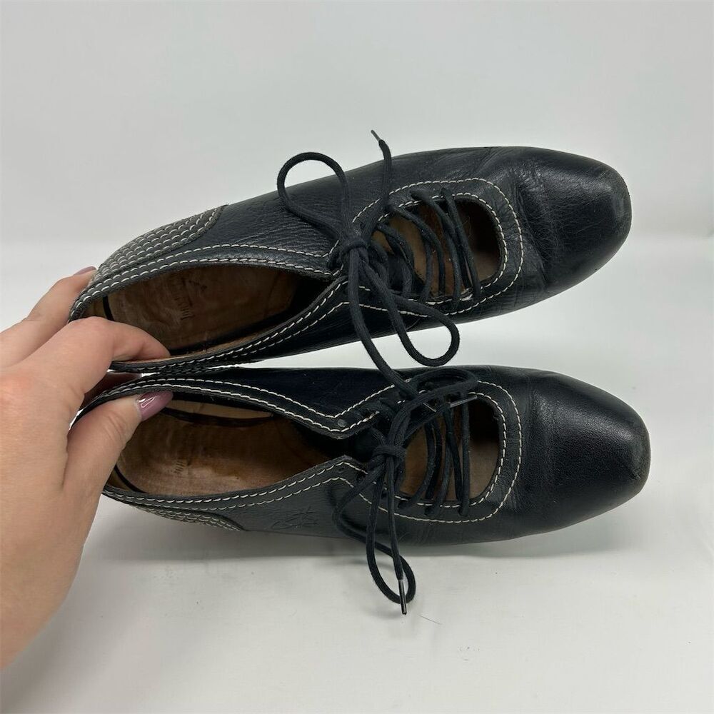 John Fluevog Women's Black Leather Lace-Up Heels Size 6.5 Formal Shoes Dressy - Picture 13 of 15